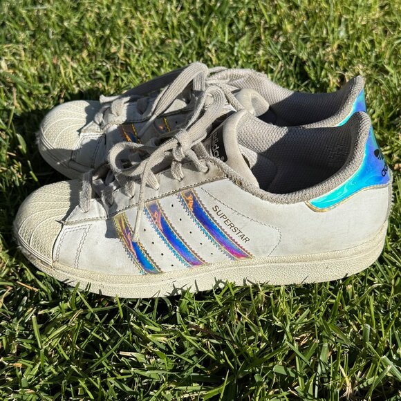 Adidas Superstar Iridescent Stripe Low Top Lace Up Big Kid 5US - Picture 1 of 12